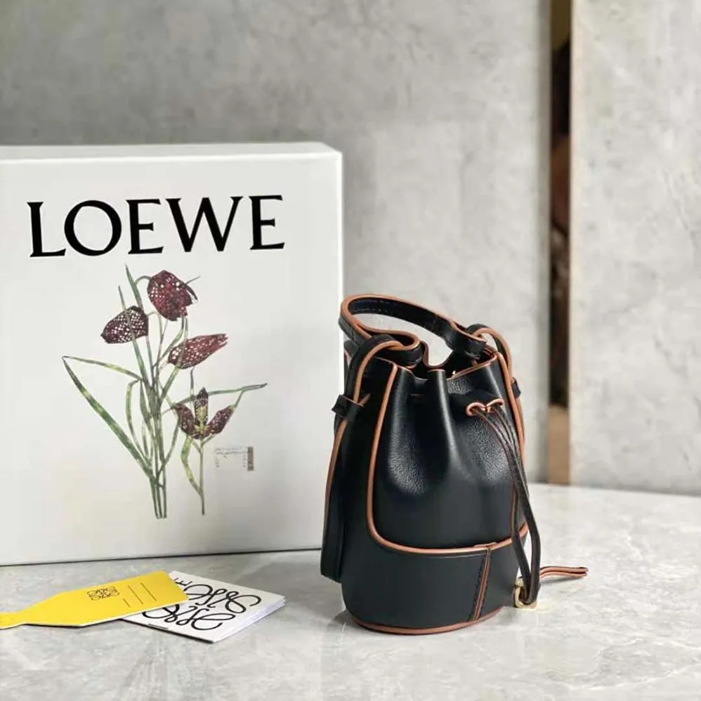 Loewe Nano Balloon Bag in Nappa and Calfskin for Women in Black Loewe Nano Balloon Bag in Nappa and Calfskin for Women in Black