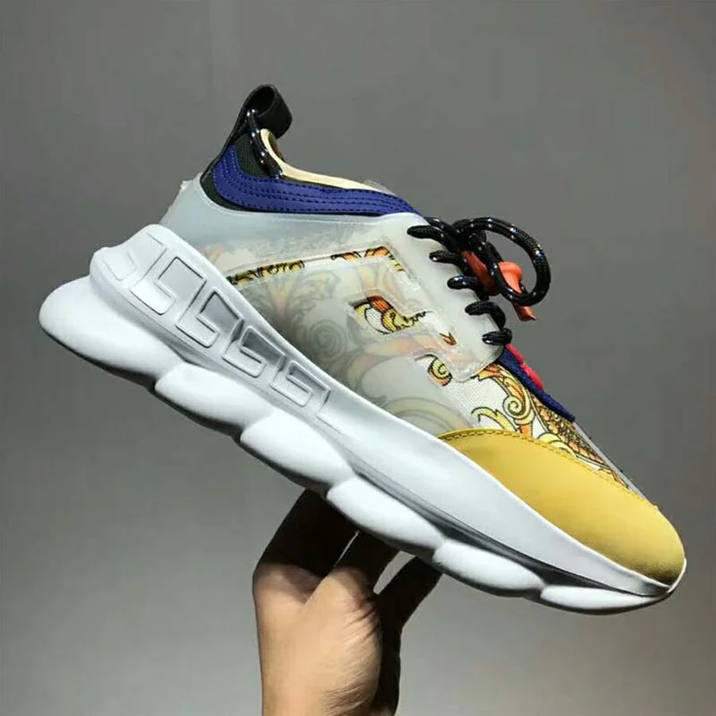 Versace Shoes Chain Reaction Sneakers for Men in Yellow Versace Shoes Chain Reaction Sneakers for Men in Yellow