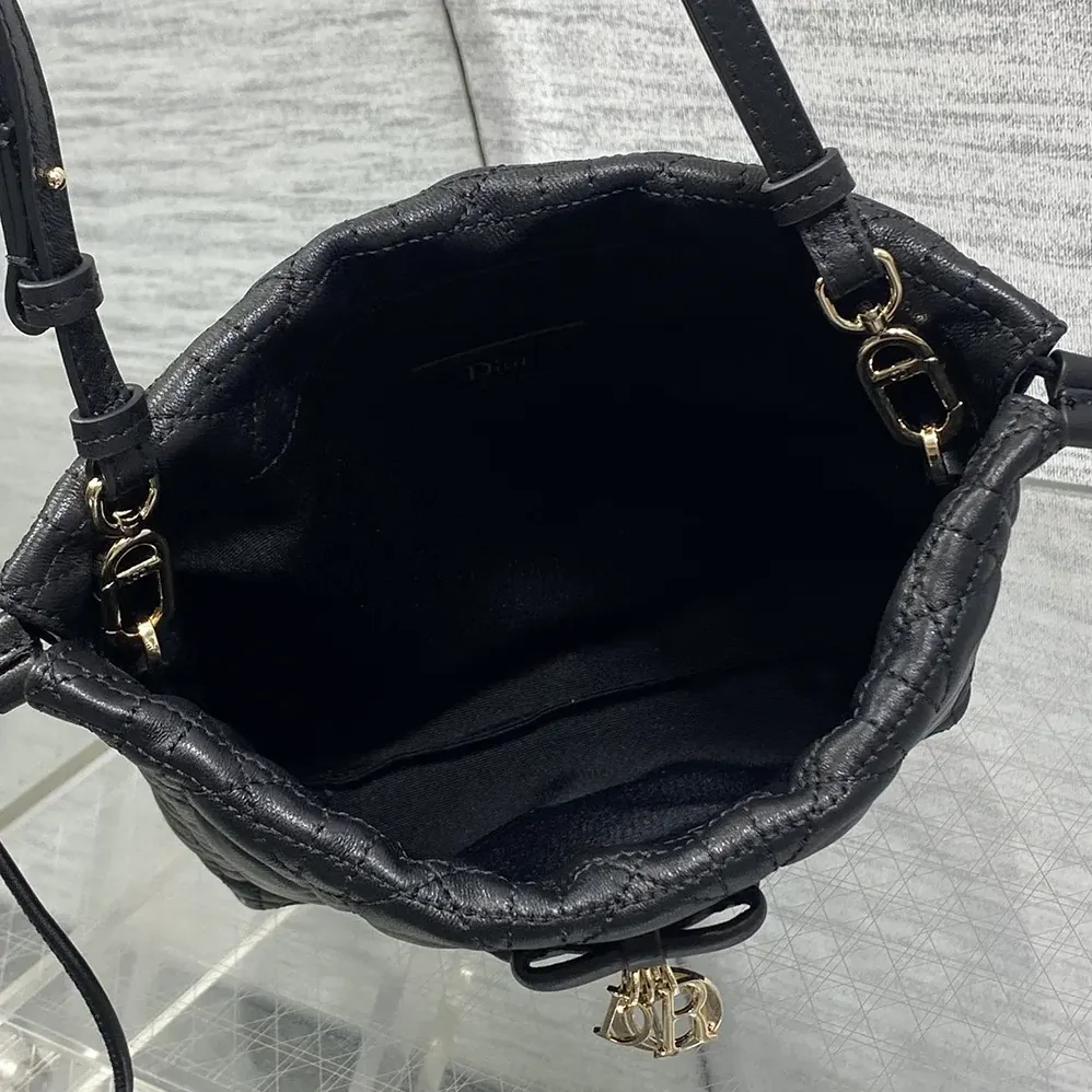 Dior Adiorable Mini Bucket Bag Black Cannage Lambskin for Women Dior Adiorable Mini Bucket Bag Black Cannage Lambskin for Women