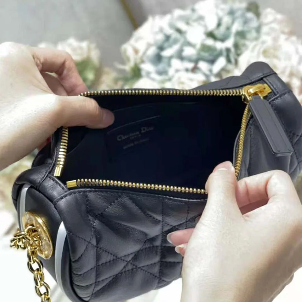 Dior Small Dior Vibe Hobo Bag Black Cannage Lambskin for Women