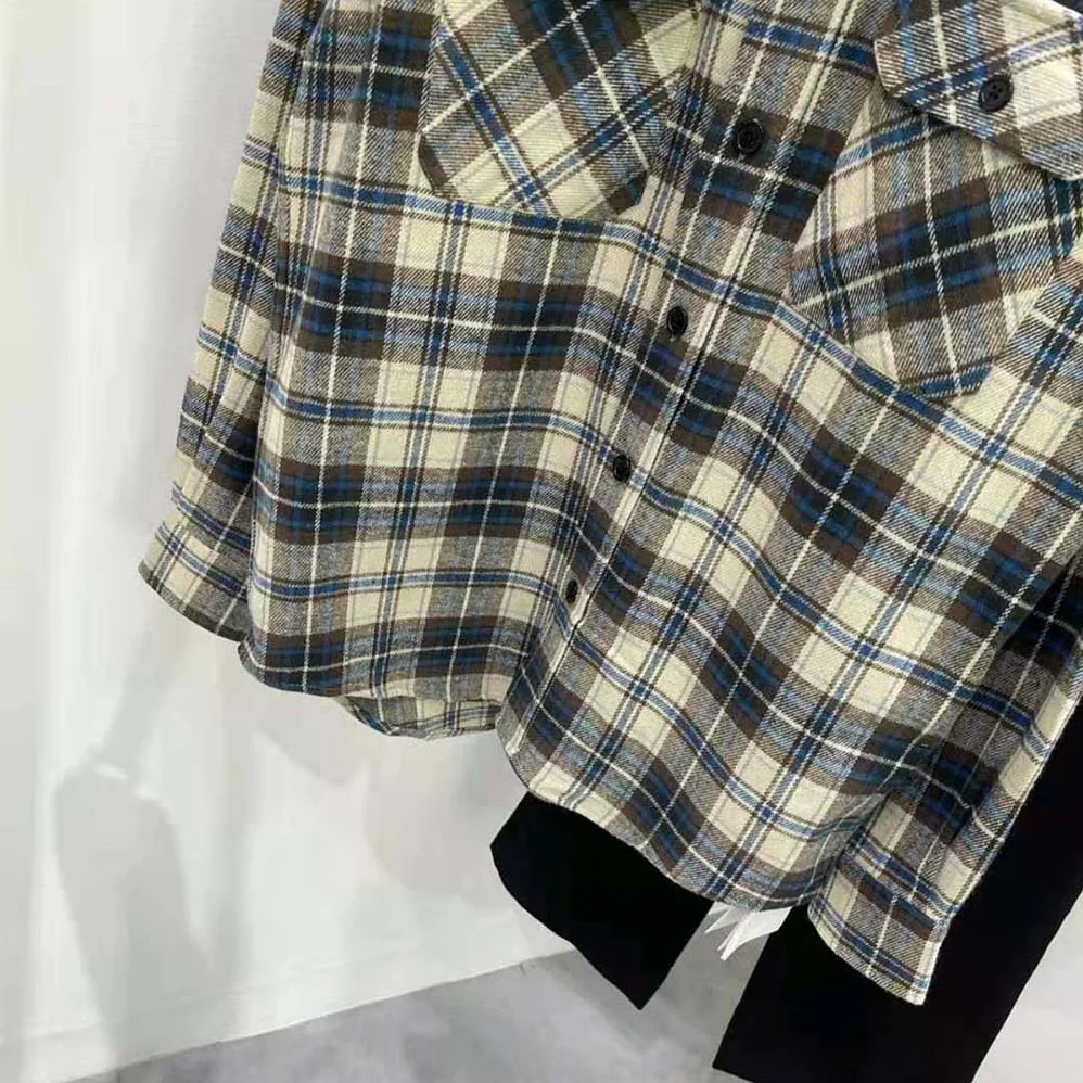 Celine Loose Shirt in Checked Cotton for Men in Navy