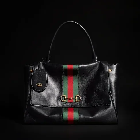 Gucci Paparazzo Large Top Handle Bag in Black Gold Hardware