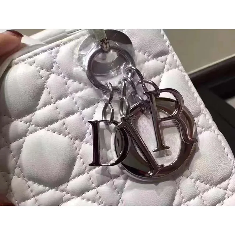 Dior My Lady Dior Bag in Cannage Lambskin in White