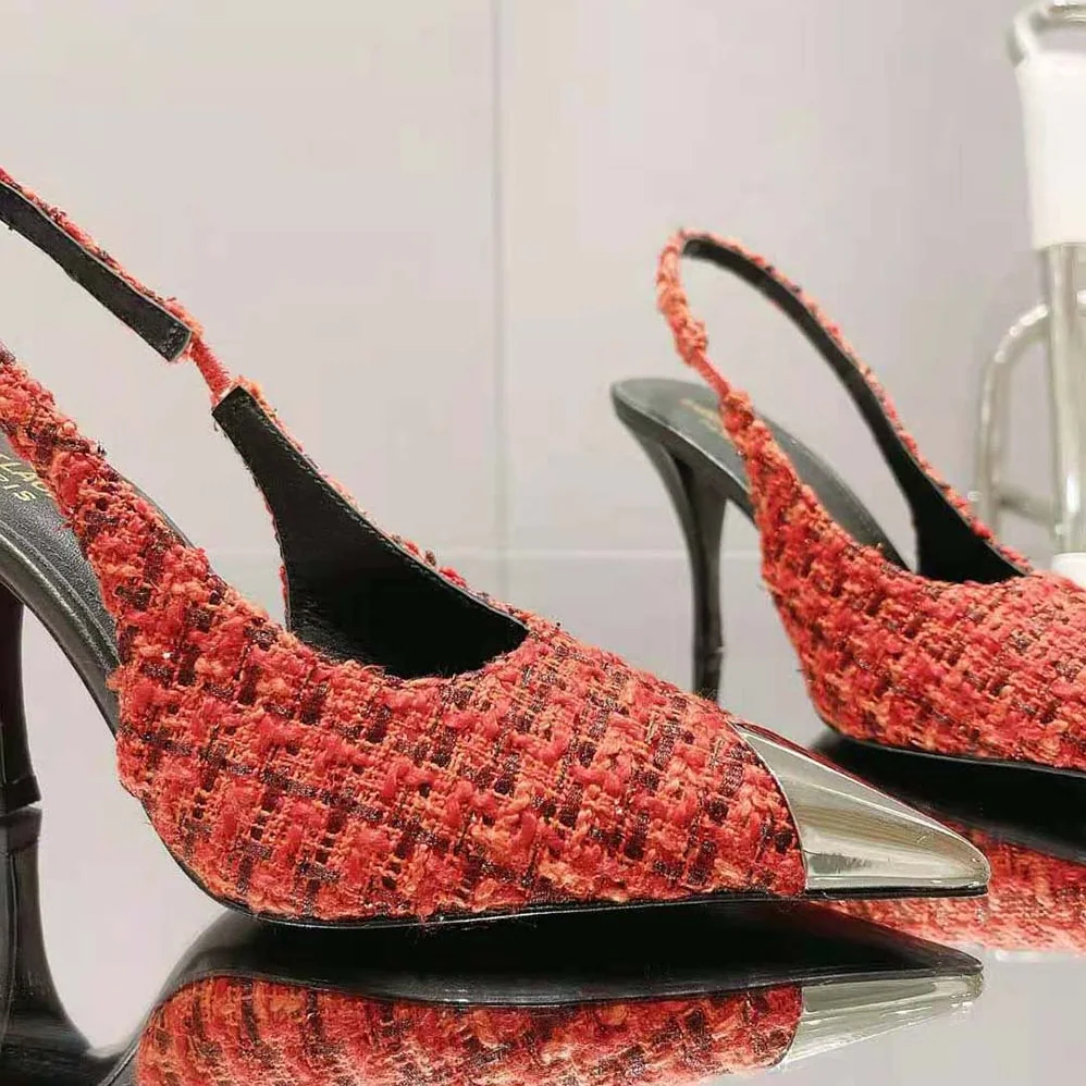 Saint Laurent YSL Vesper Slingback Pumps in Saint Laurent Tweed for Women