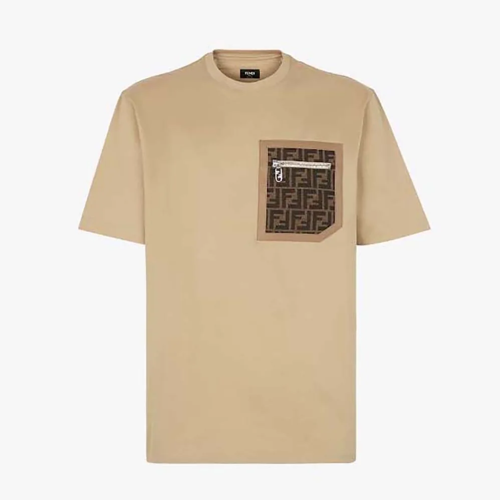 Fendi Beige Jersey T-shirt-FY1257APM4F0QA1 for Men