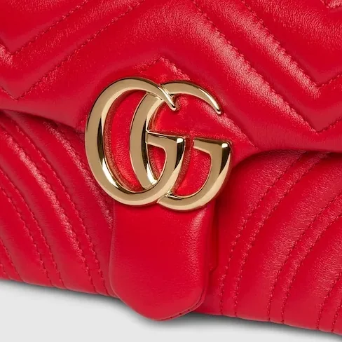 Gucci Marmont Small Shoulder Bag in Bright Red Gold Hardware