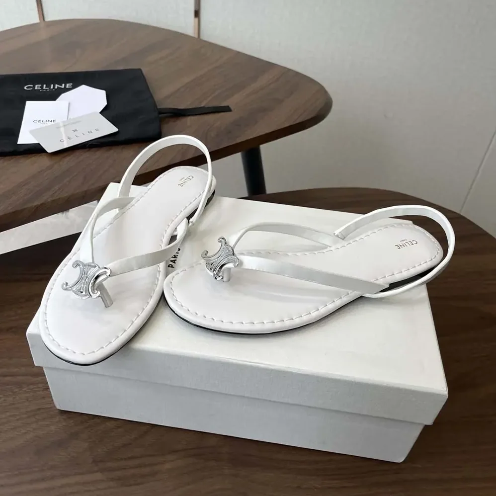 Celine Biki Sandal in Calfskin for Women in White