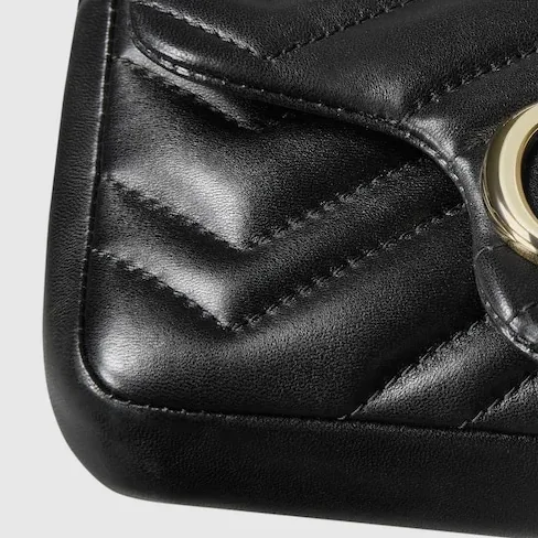 Gucci Marmont Mini Shoulder Bag in Black Gold Hardware