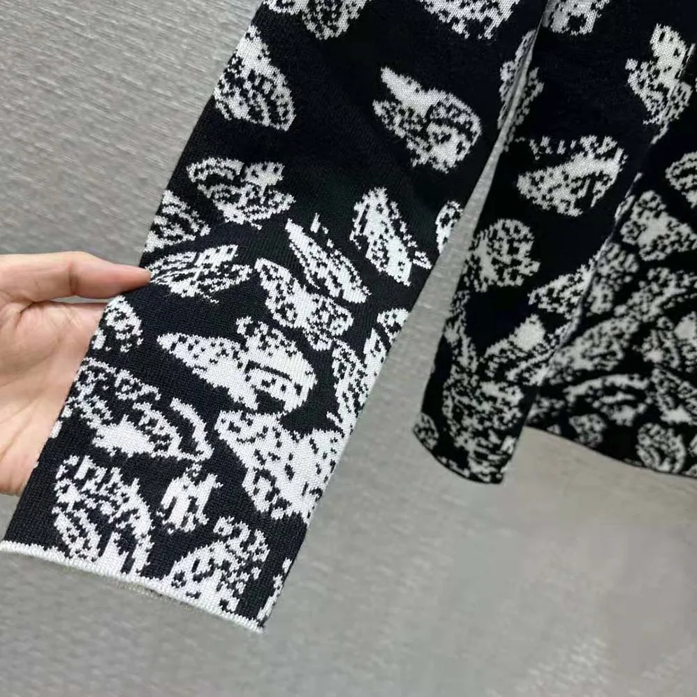 Dior Dioralps Reversible Sweater Black and White Technical Cashmere Knit for Men