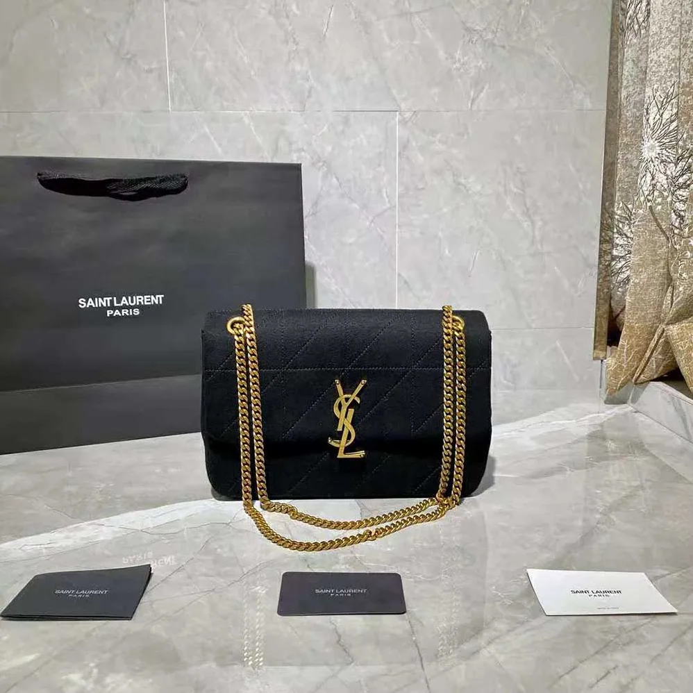 Saint Laurent YSL Jamie Medium Carre Rive Gauche in Jersey for Women in Black Saint Laurent YSL Jamie Medium Carre Rive Gauche in Jersey for Women in Black