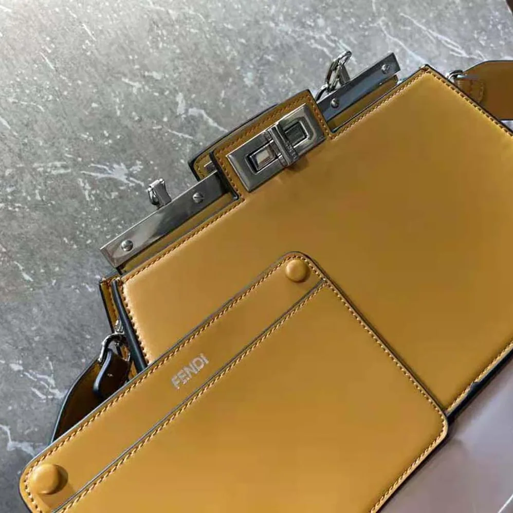 Fendi Peekaboo Cut Medium Brown Leather Bag for Women Fendi Peekaboo Cut Medium Brown Leather Bag for Women