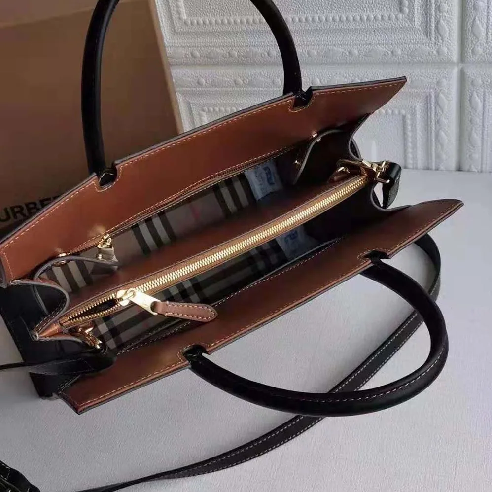 Burberry Mini Vintage Check Two-handle Title Bag for Women in Black Burberry Mini Vintage Check Two-handle Title Bag for Women in Black