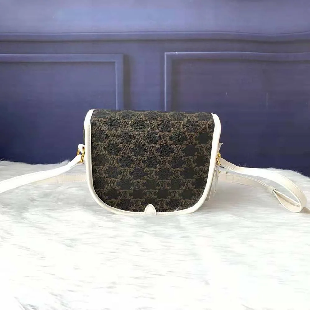 Celine Medium Folco Bag in Triomphe Canvas for Women in White