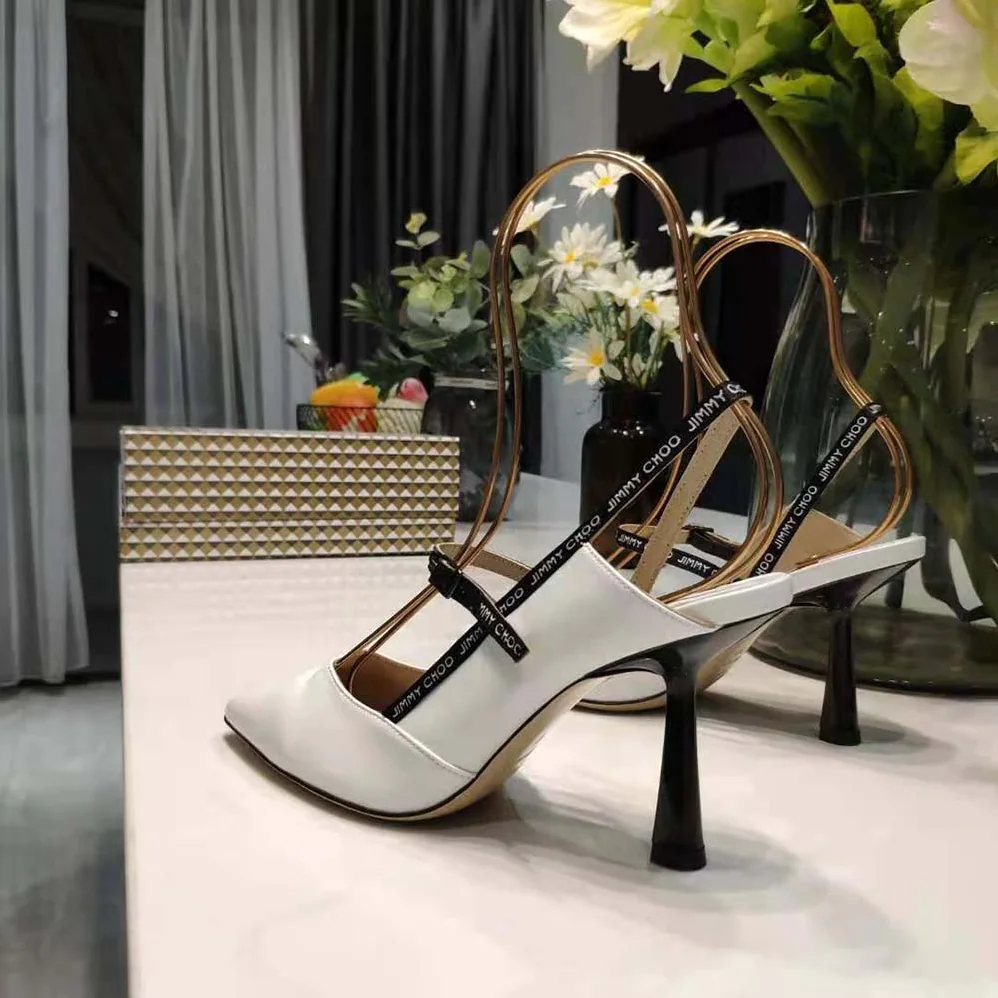 Jimmy Choo Ray 65 Latte Nappa Leather Pointed Pumps with Logo for Women in Woven Ribbon Jimmy Choo Ray 65 Latte Nappa Leather Pointed Pumps with Logo for Women in Woven Ribbon