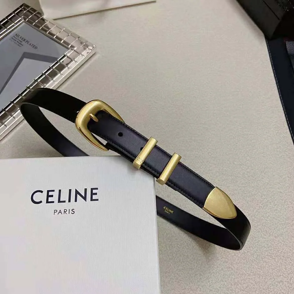 Celine Medium Western Belt in Smooth Calfskin for Women in Gold
