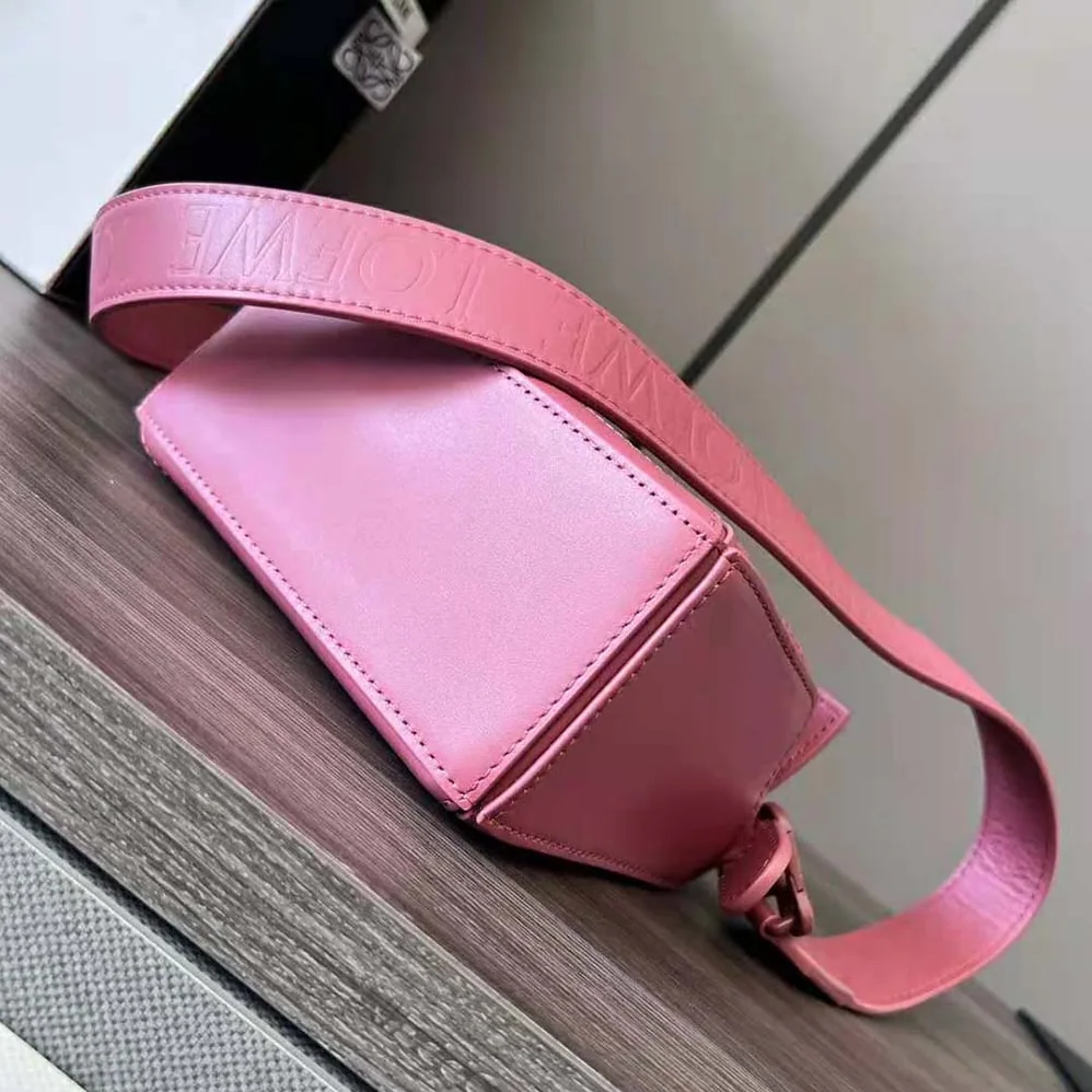 Loewe Mini Puzzle Bag in Satin Calfskin for Women in Pink Loewe Mini Puzzle Bag in Satin Calfskin for Women in Pink