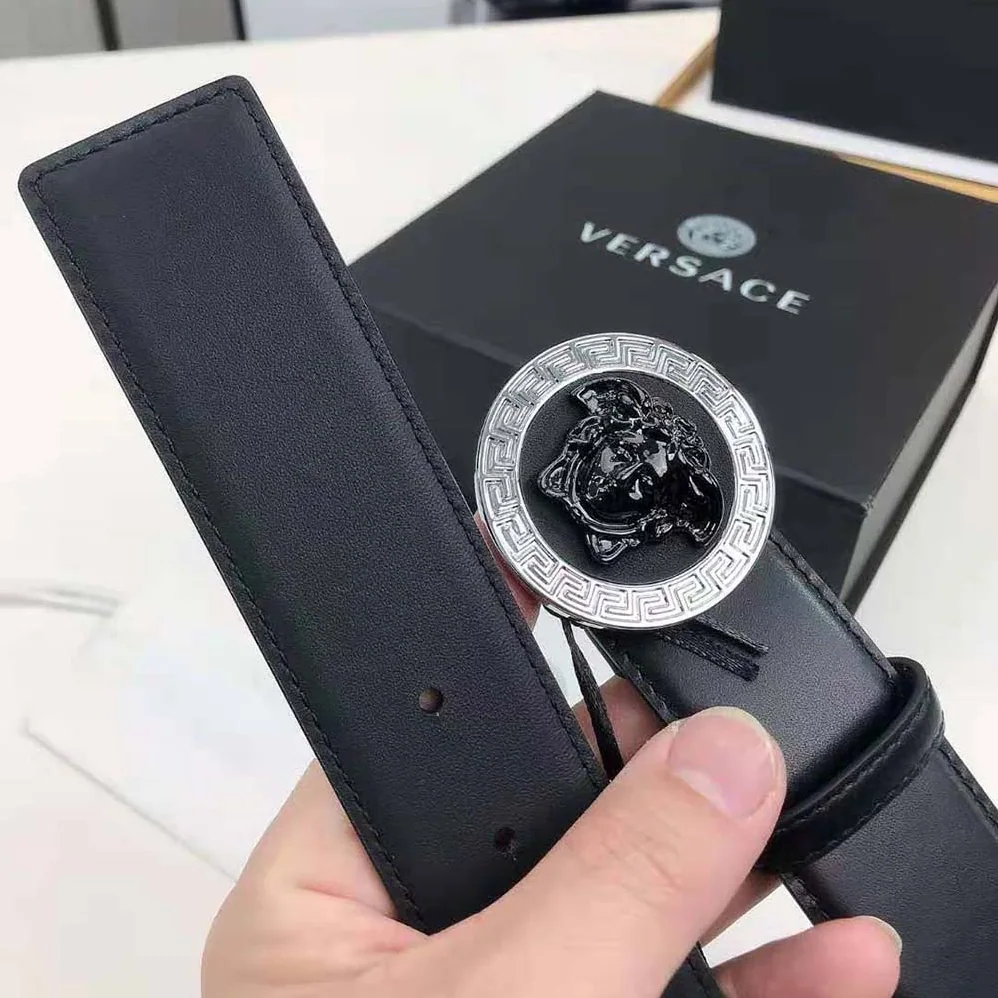 Versace Medusa Biggie Reversible Leather Belt for Men in Black Versace Medusa Biggie Reversible Leather Belt for Men in Black