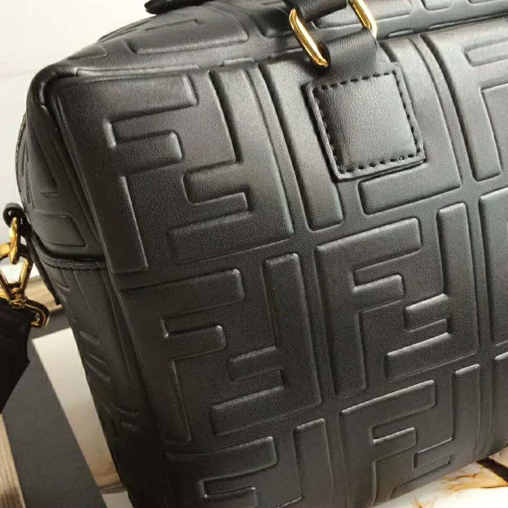 Fendi Small Boston Leather Bag in Large Size for Women in Black Fendi Small Boston Leather Bag in Large Size for Women in Black
