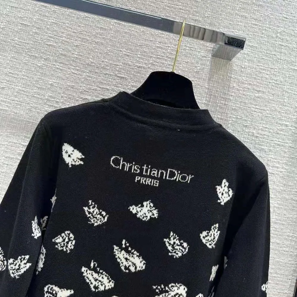 Dior Dioralps Reversible Sweater Black and White Technical Cashmere Knit for Men