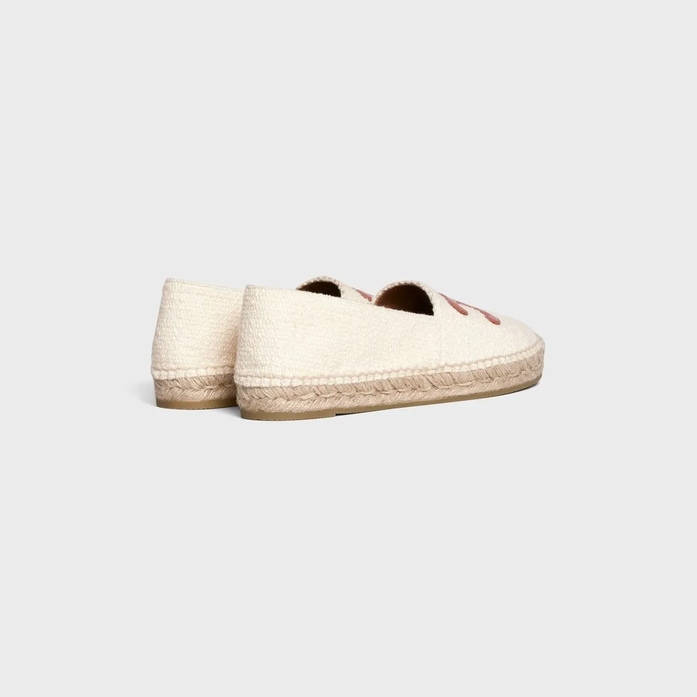 Celine Flat Espadrille With Triomphe Patch In Tweed White .01CR