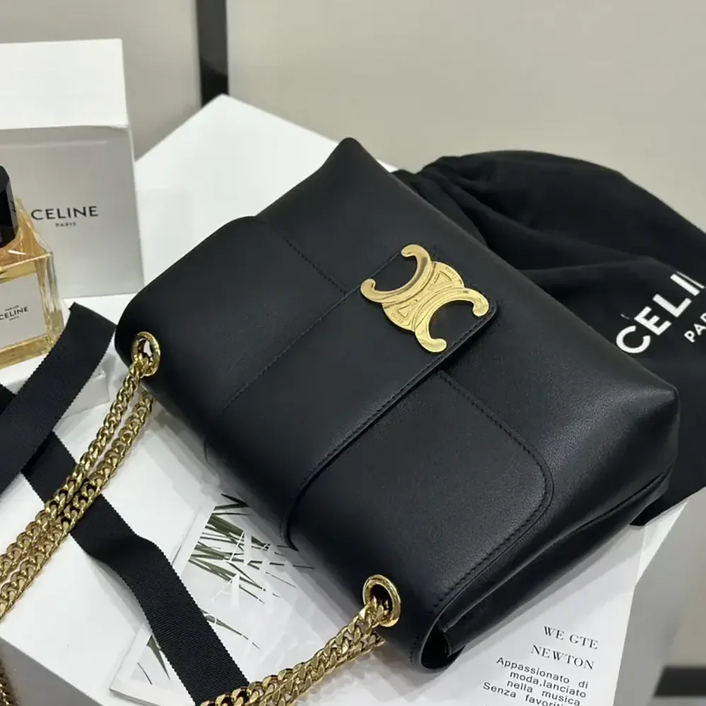Celine Medium Celine Victoire Bag in Supple Calfskin-Black 15853FDU.38NO for Women