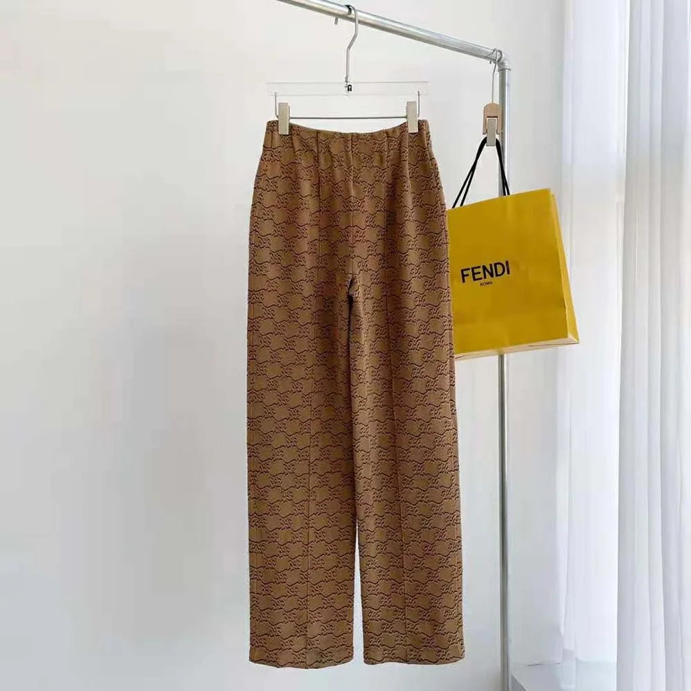 Fendi Pants Beige Velvet and Viscose Pants for Women Fendi Pants Beige Velvet and Viscose Pants for Women