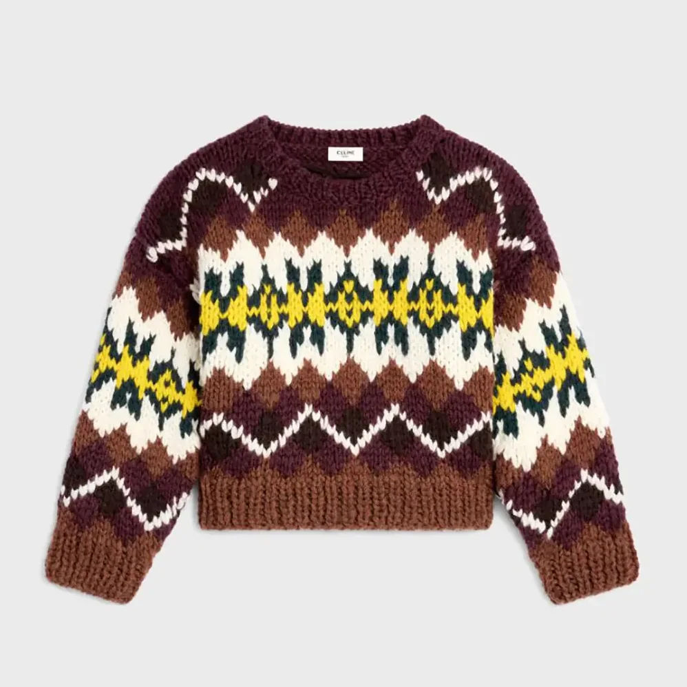 Celine Crewneck Sweater In Fair Isle Wool for Women