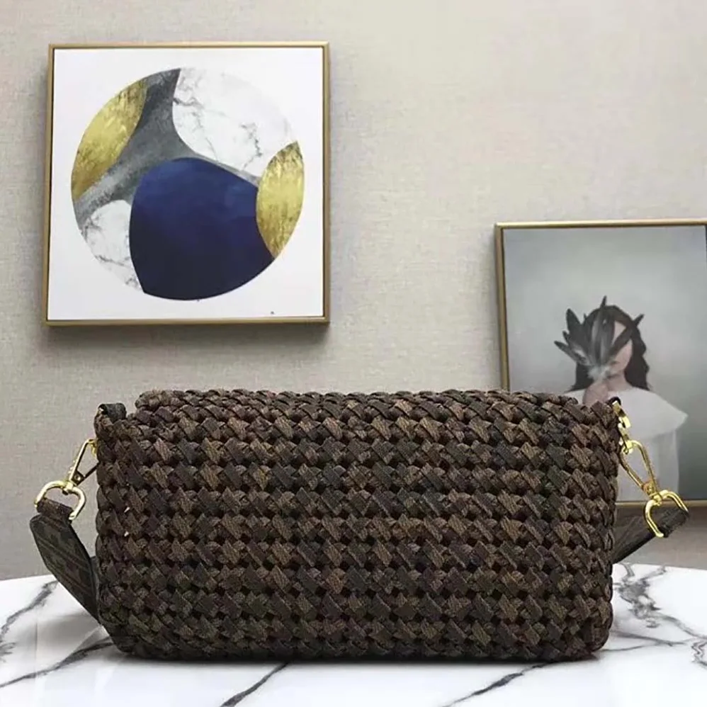 Fendi Baguette Jacquard Fabric Interlace Bag for Women Fendi Baguette Jacquard Fabric Interlace Bag for Women