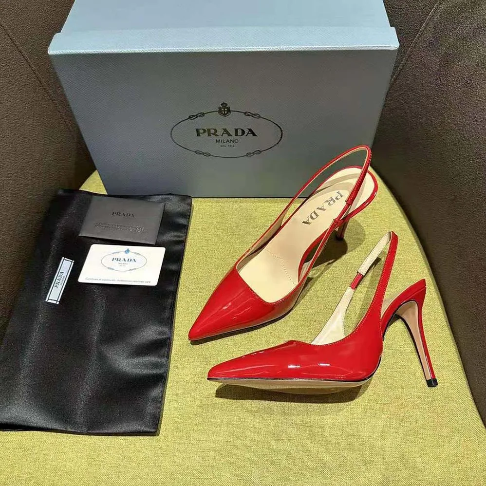 Prada Patent Leather Slingbacks for Women in Red Prada Patent Leather Slingbacks for Women in Red