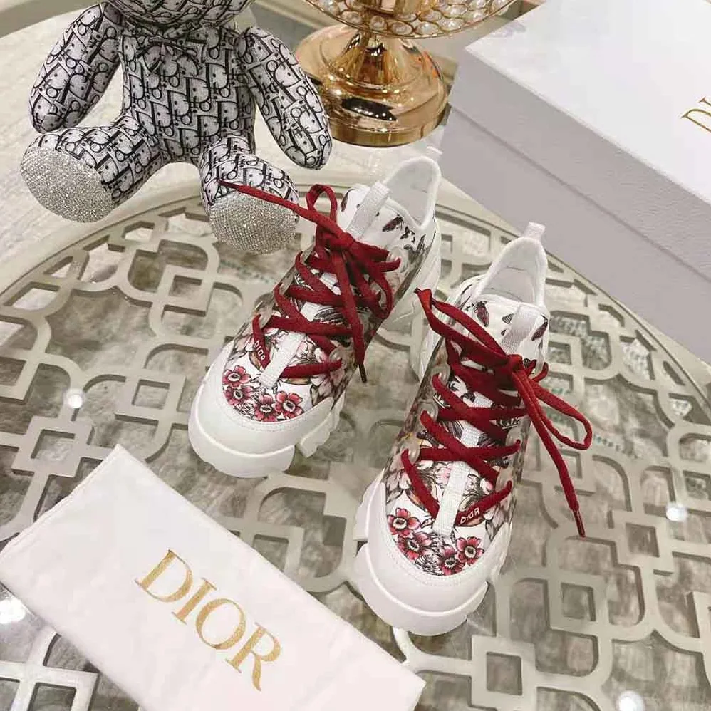 Dior D-Connect Sneaker White Technical Fabric and Multicolor Butterfly Motif for Women Dior D-Connect Sneaker White Technical Fabric and Multicolor Butterfly Motif for Women