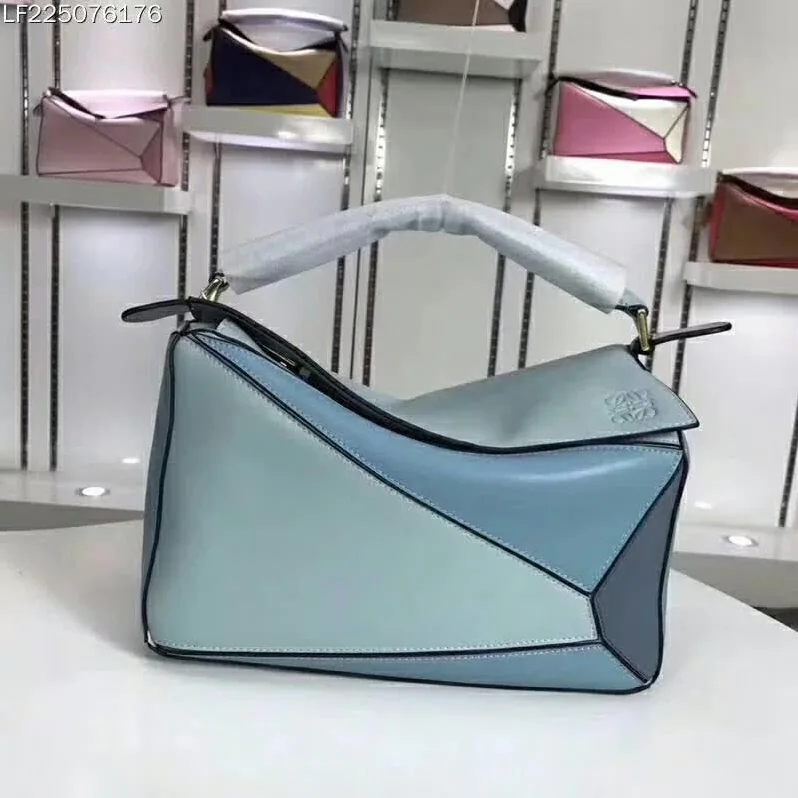 Loewe Puzzle Multi-color Bag with Strap Handle in Calfskin in Blue