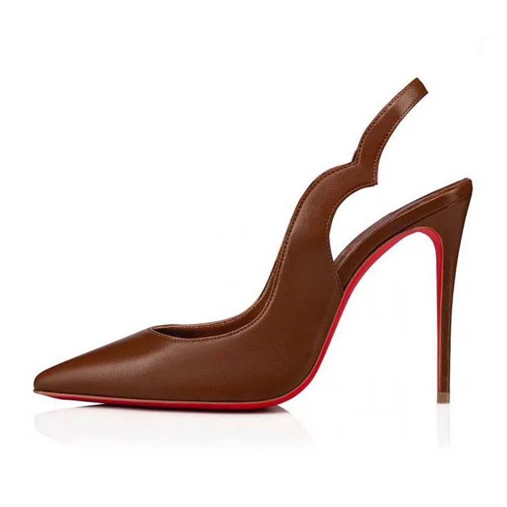 Christian Louboutin Hot Chick Sling 100 mm Heel Height for Women in Tan Christian Louboutin Hot Chick Sling 100 mm Heel Height for Women in Tan