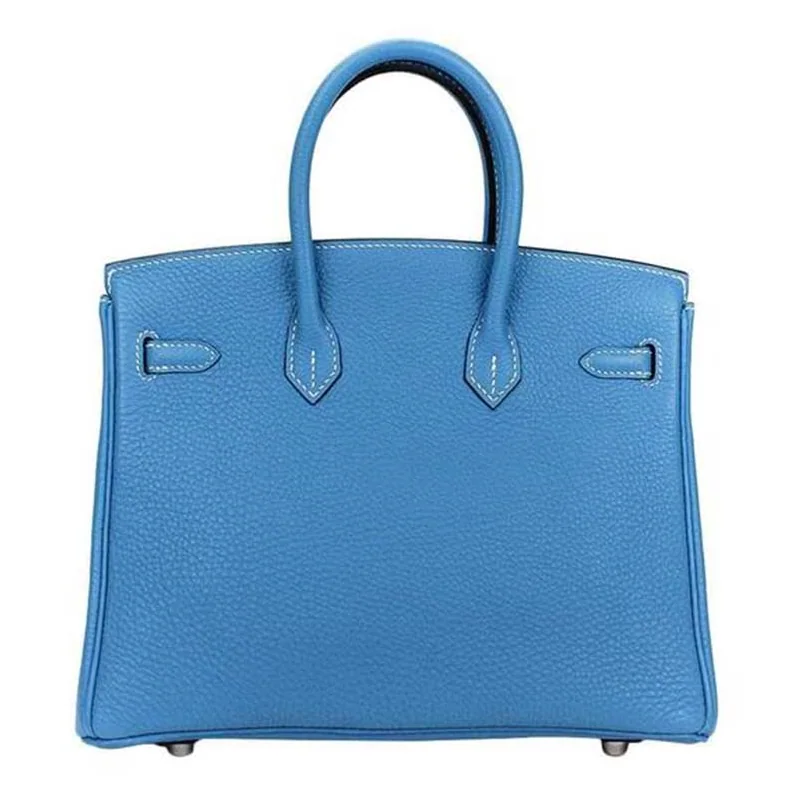 Hermes Birkin 25 Bag in Togo Leather with Silver Hardware in Blue Hermes Birkin 25 Bag in Togo Leather with Silver Hardware in Blue