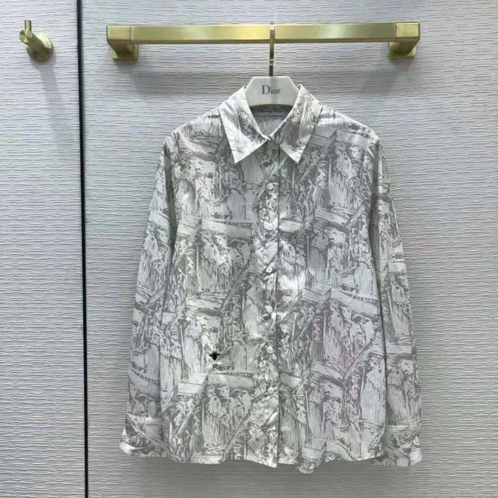 Dior Blouse White D for Women in Cariatides Cotton Poplin Dior Blouse White D for Women in Cariatides Cotton Poplin