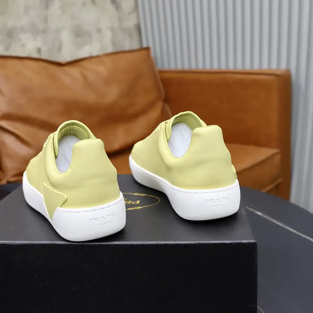Prada Court Leather Sneakers for Unisex in Pineapple