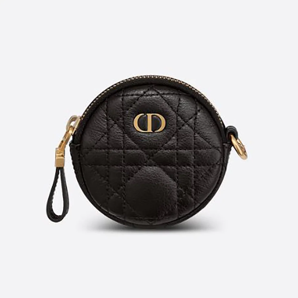 Dior Detachable Dior Caro Round Coin Purse for Women in Black Dior Detachable Dior Caro Round Coin Purse for Women in Black