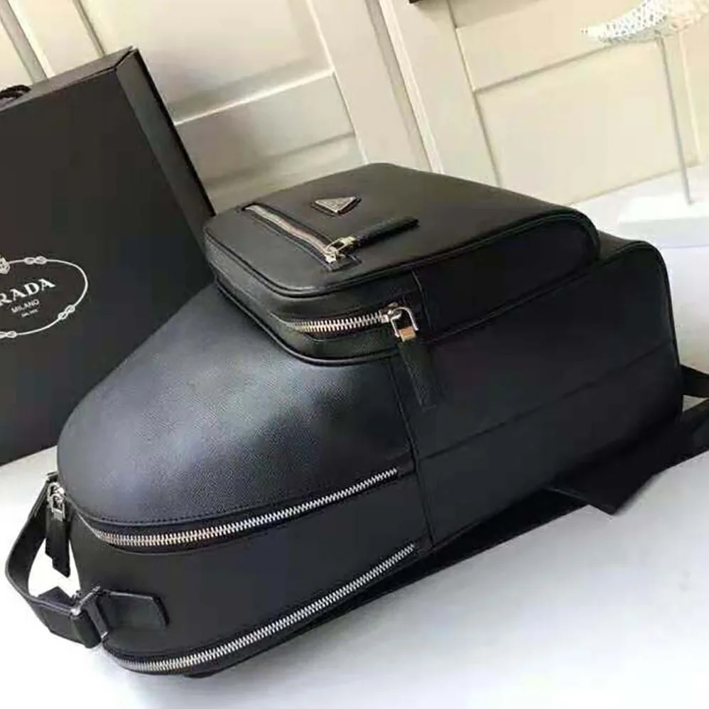 Prada Saffiano Leather Backpack for Men in Black Prada Saffiano Leather Backpack for Men in Black