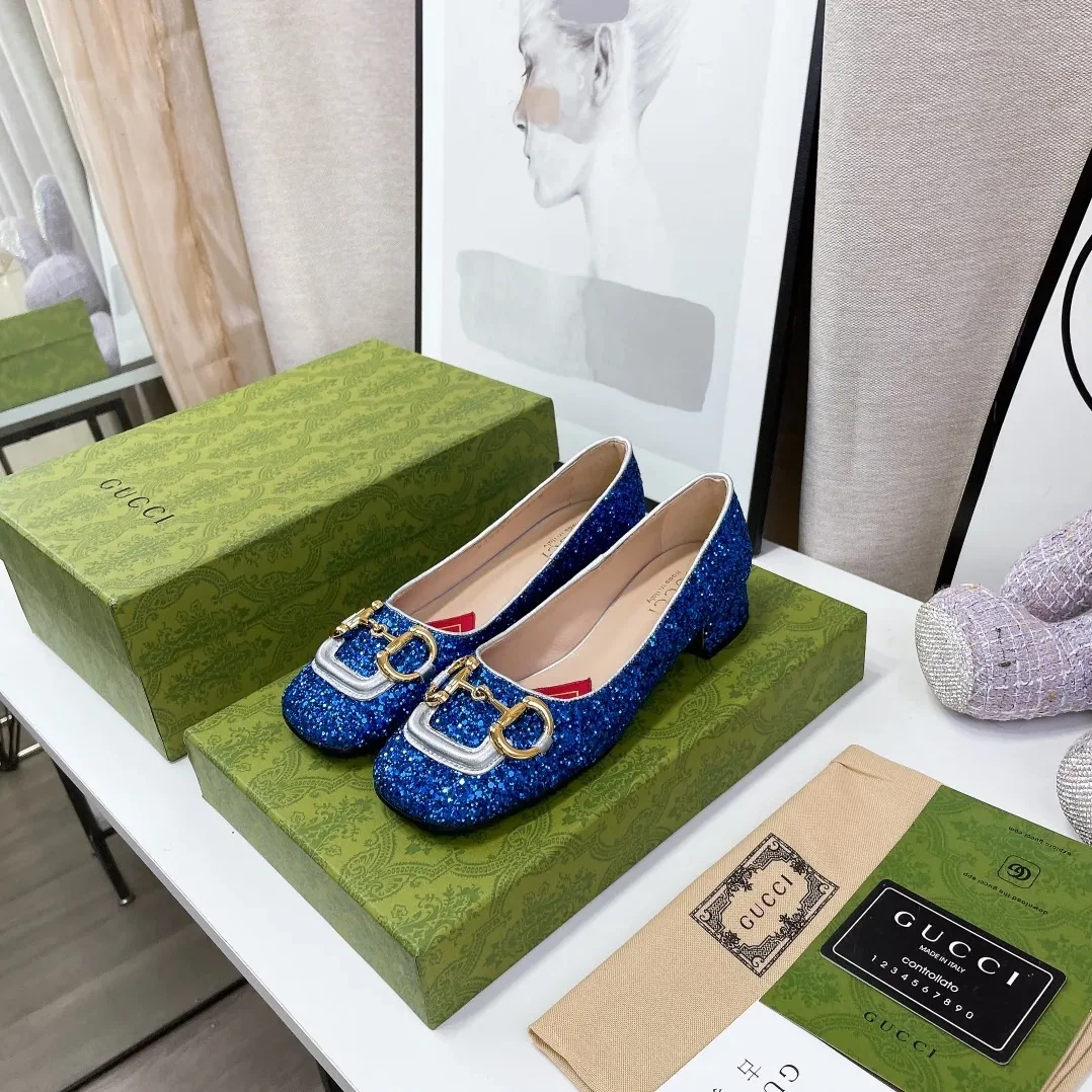 Gucci Lovelight Crystal Ballet Flat With Horsebit Red Gucci Lovelight Crystal Ballet Flat With Horsebit Red