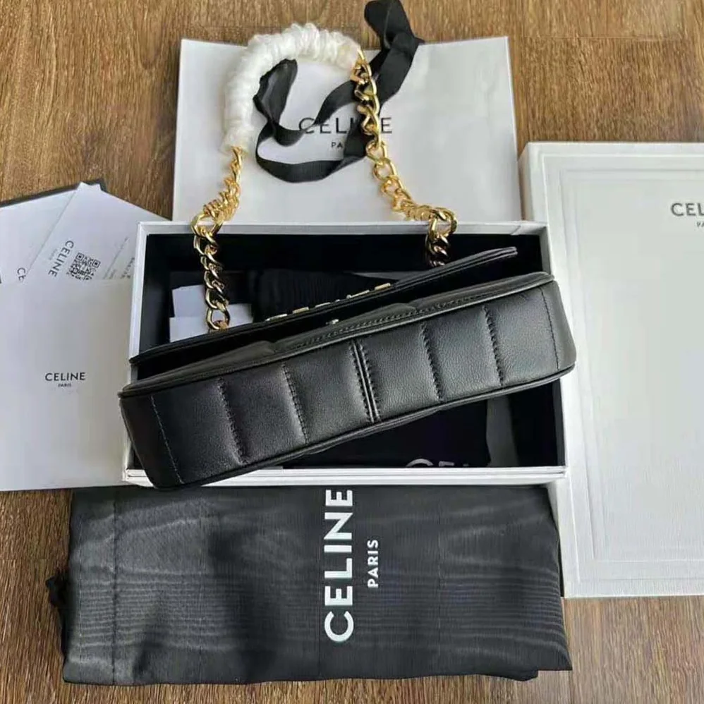 Celine Chain Shoulder Bag Matelasse Monochrome Celine in Quilted Goatskin for Women in Gold