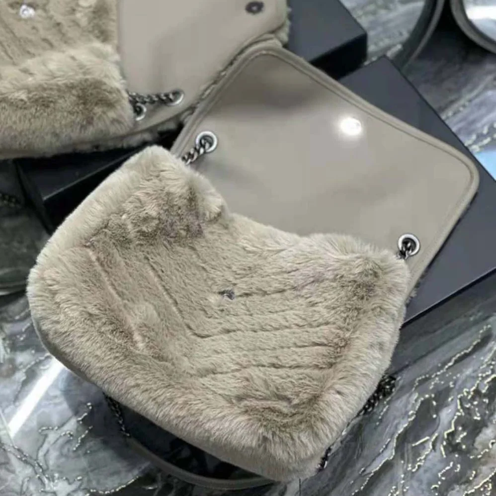 Saint Laurent YSL Niki Medium Chain Bag in Shearling for Women Saint Laurent YSL Niki Medium Chain Bag in Shearling for Women