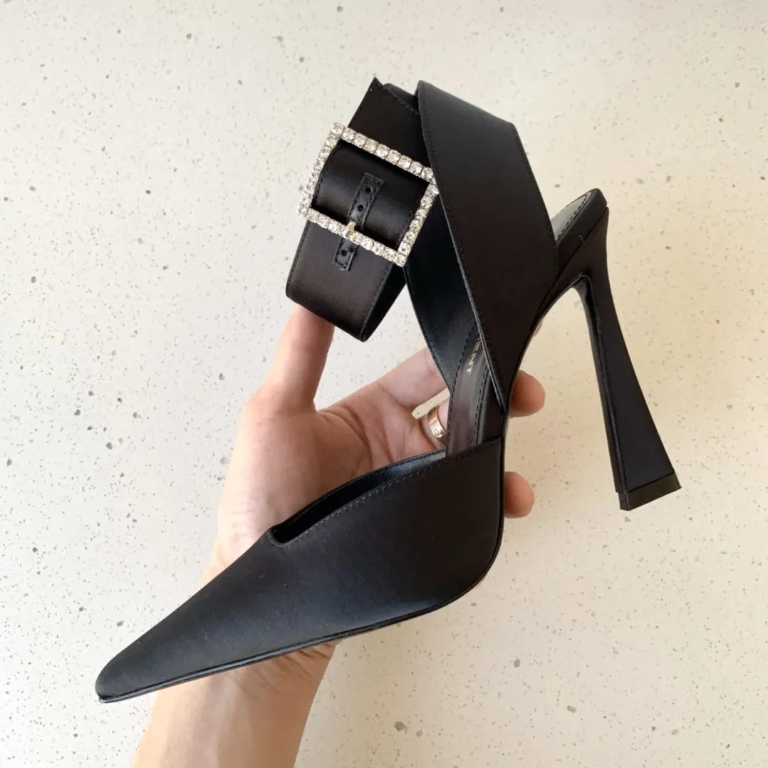 Saint Laurent Fanny Slingback Pumps In Crepe Satin Black Saint Laurent Fanny Slingback Pumps In Crepe Satin Black