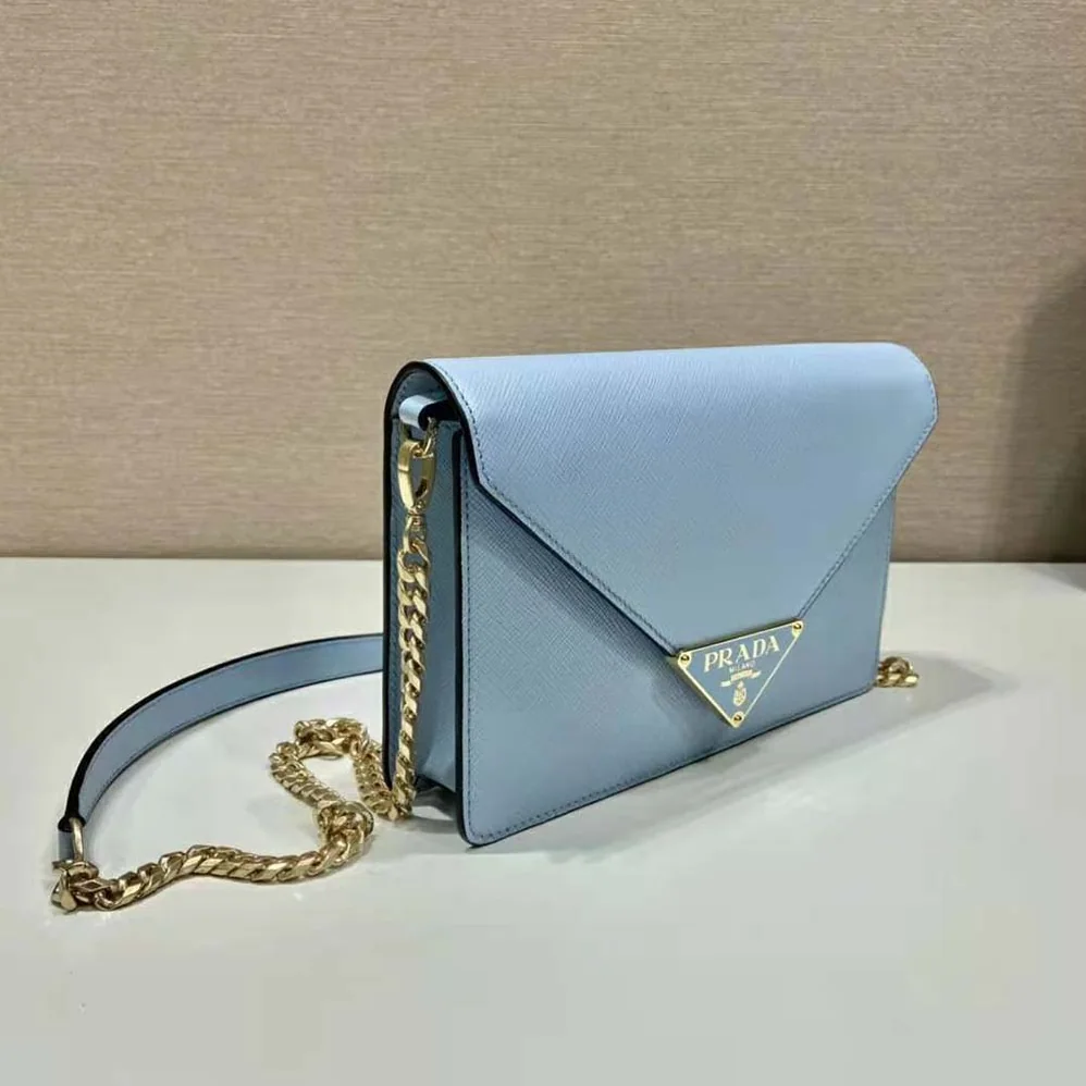 Prada Saffiano Leather Shoulder Bag for Women in Blue