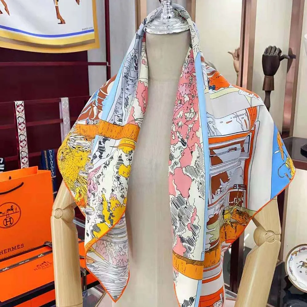 Hermes Rendez-Vous Galant Scarf 70 in Silk Twill with Hand-Rolled Edges for Women in Blue Hermes Rendez-Vous Galant Scarf 70 in Silk Twill with Hand-Rolled Edges for Women in Blue
