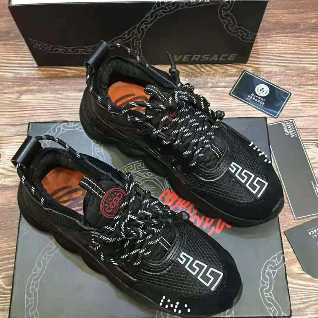 Versace Chain Reaction Sneakers for Men in Black