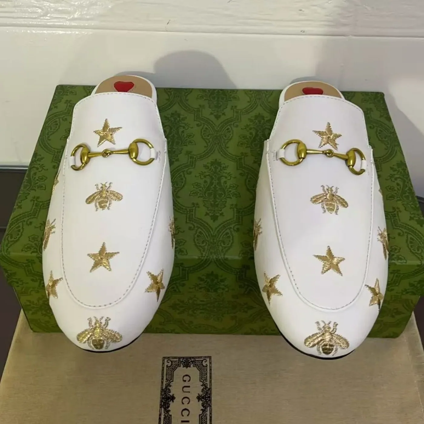 Gucci Princetown Slipper With Bee Stars Beige