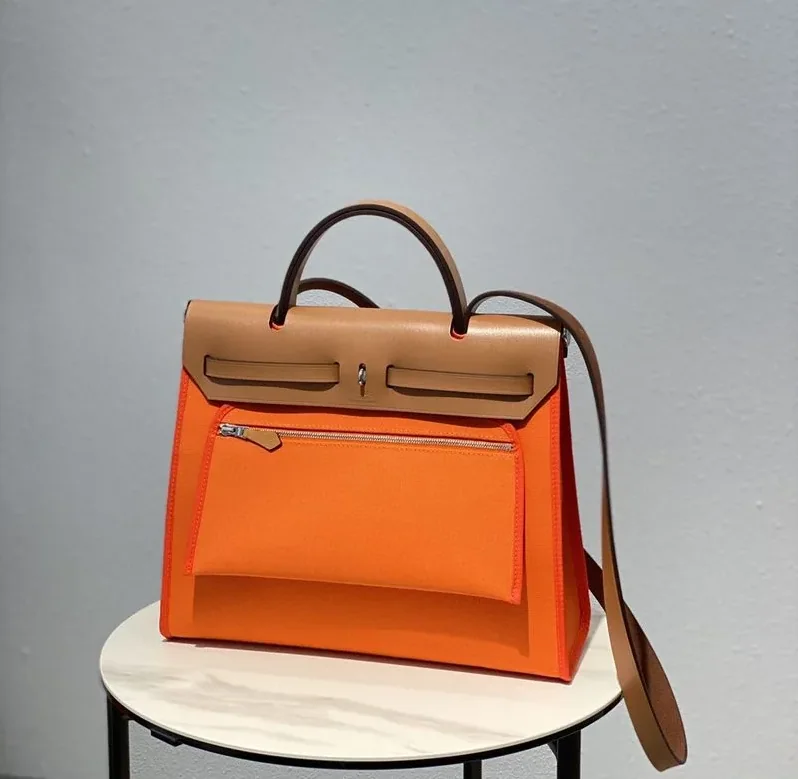 Hermes Herbag Zip Bag Orange, Silver Toned Hardware Bag Hermes Herbag Zip Bag Orange, Silver Toned Hardware Bag