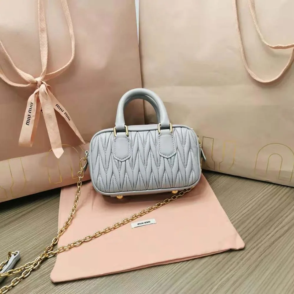 Miu Miu Matelassé Nappa Leather Top-Handle Mini-Bag for Women in Silver