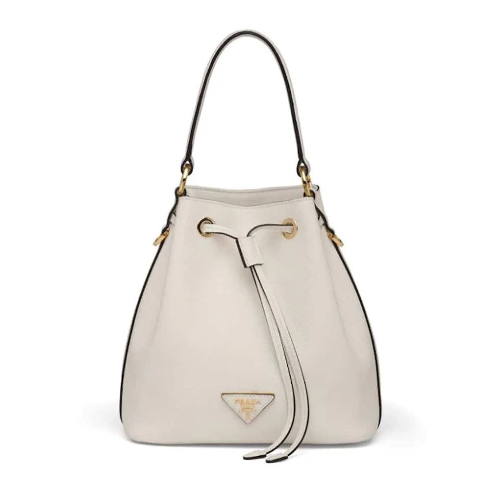Prada Saffiano Leather Bucket Bag for Women in White Prada Saffiano Leather Bucket Bag for Women in White