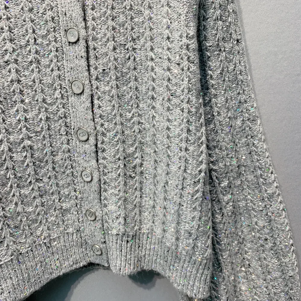 Dior Cardigan Gray Virgin Wool-Cashmere-Blend Tweed Embroidered with Sequins for Women Dior Cardigan Gray Virgin Wool-Cashmere-Blend Tweed Embroidered with Sequins for Women
