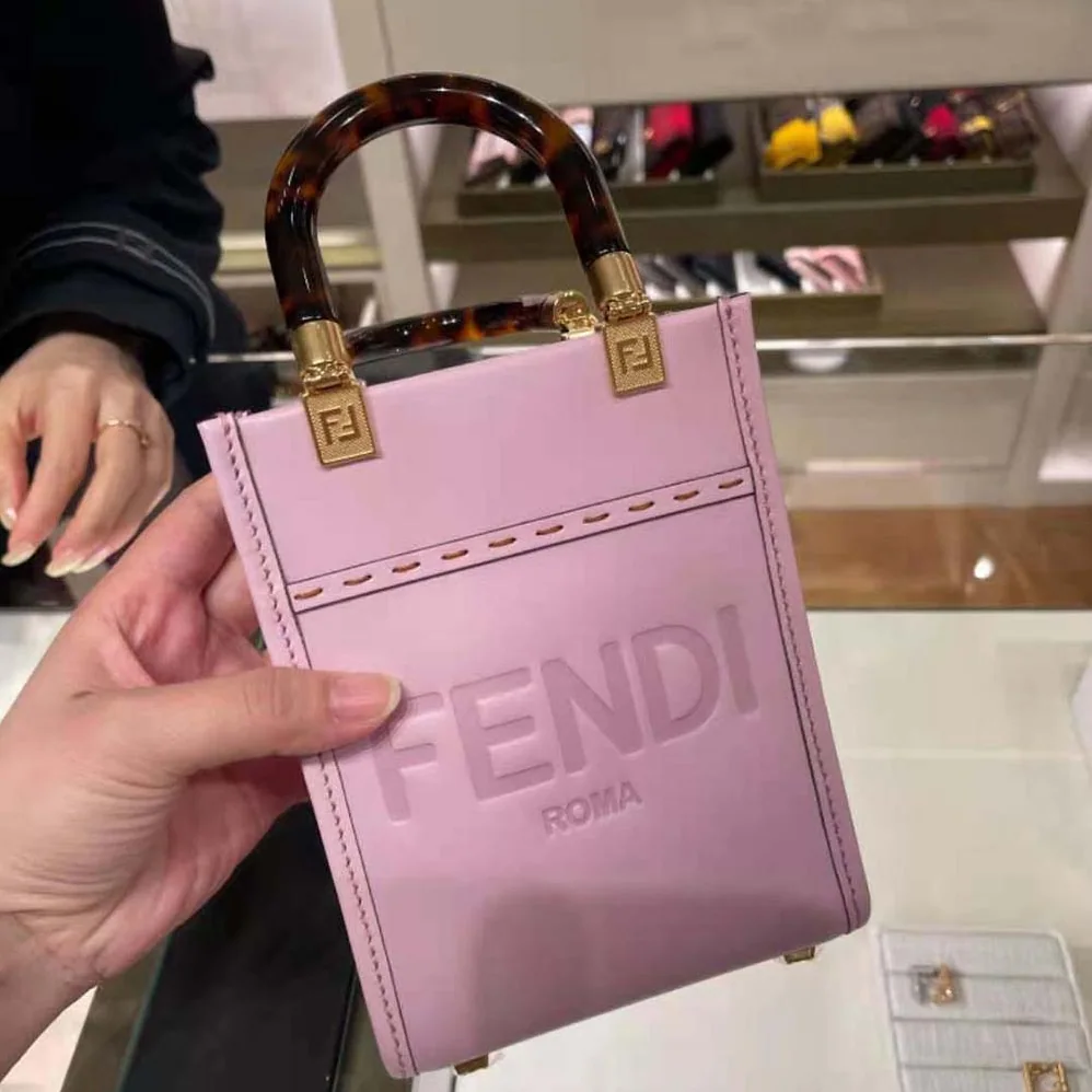 Fendi Mini Sunshine Shopper Leather Mini-Bag for Women in Pink